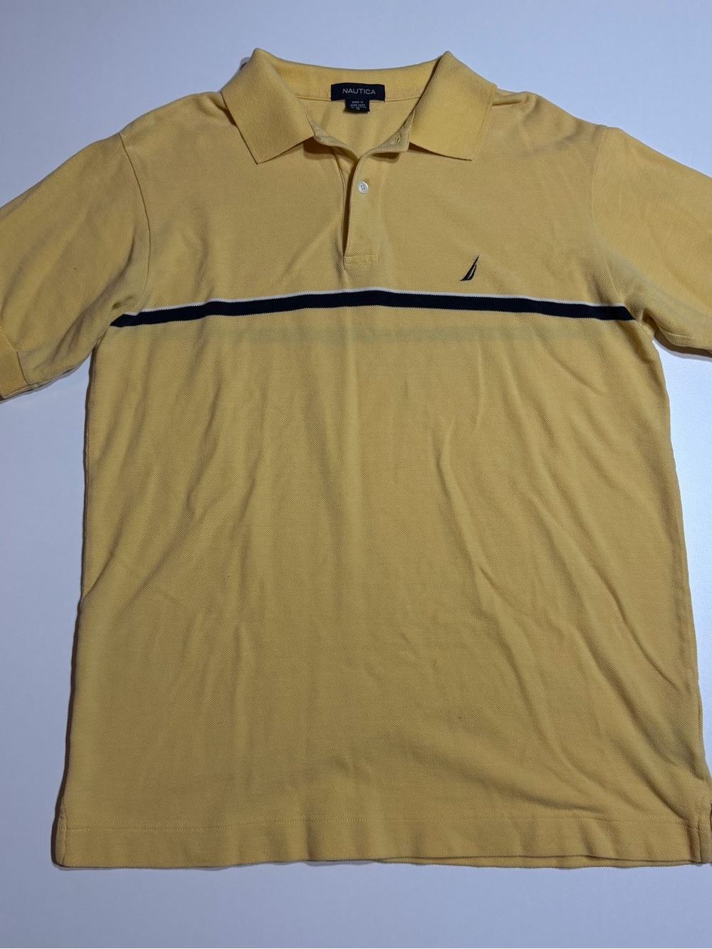 Nautica Yellow Polo with Navy Chest Stripe